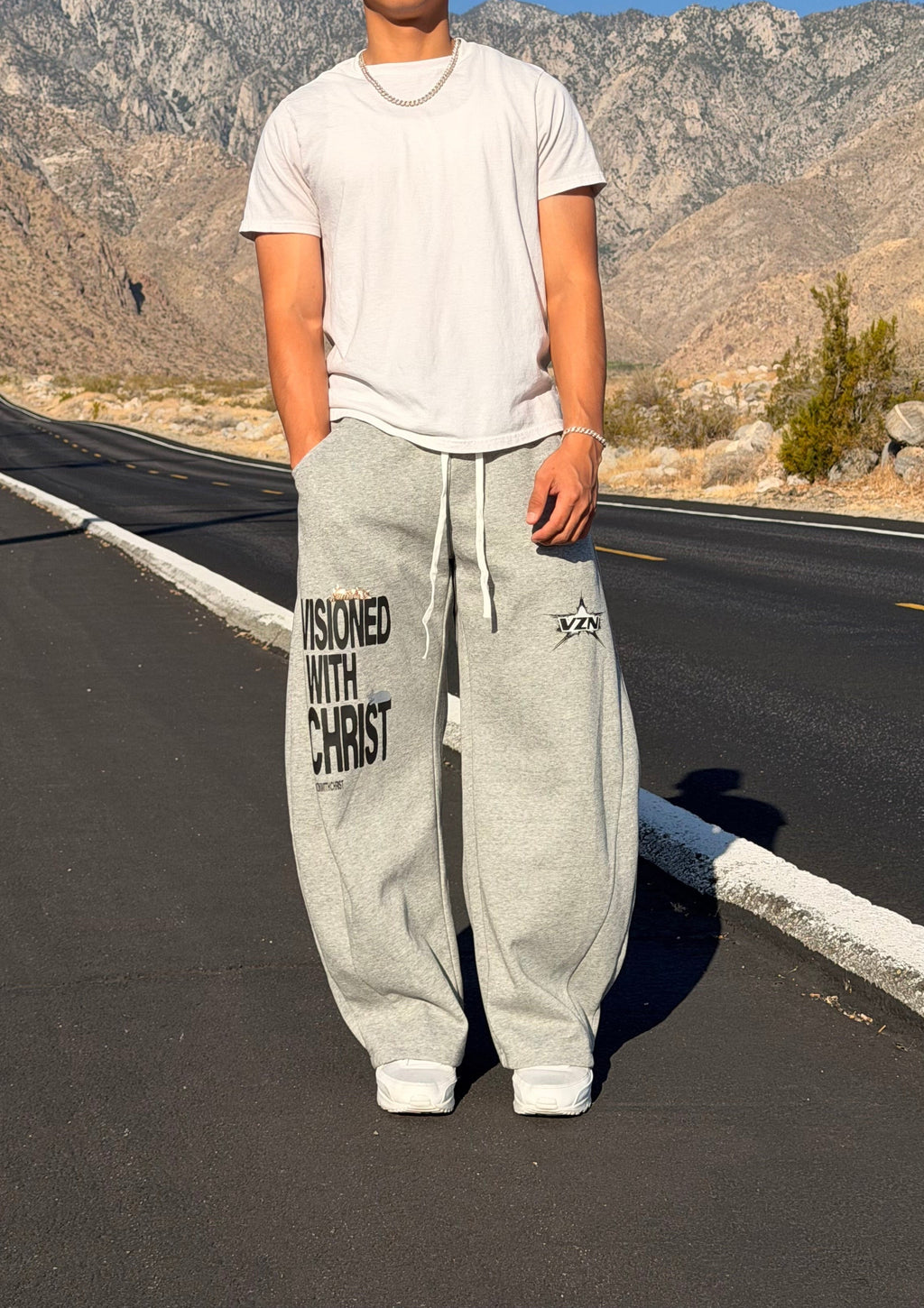 (With cats)Heavyweight Plaid Waistband Barrel Sweatpants