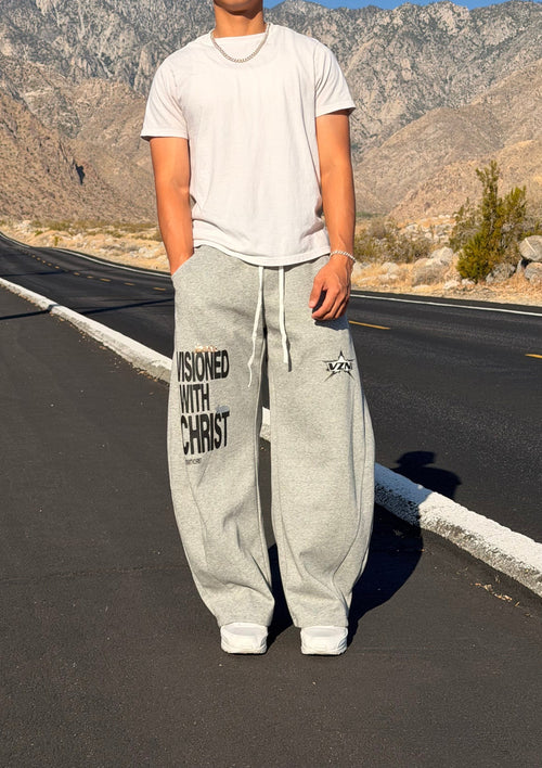 (With cats)Heavyweight Plaid Waistband Barrel Sweatpants