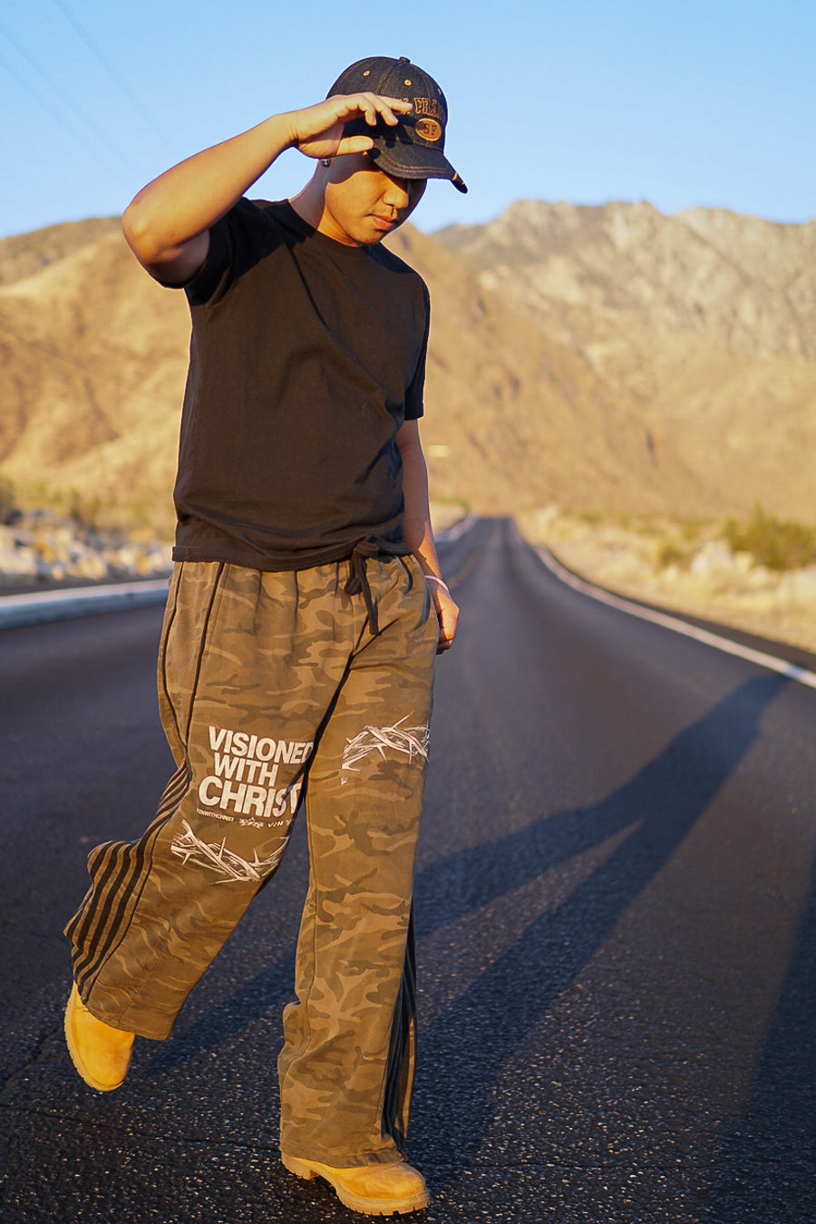 Heavy weight Camo Wide Leg( black stripes) Sweatpants