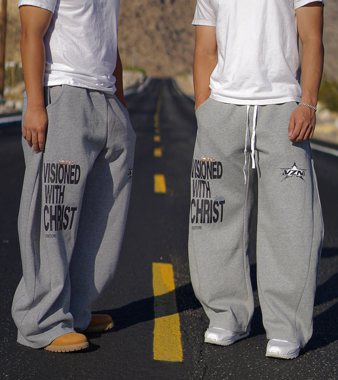 (With cats)Heavyweight Plaid Waistband Barrel Sweatpants