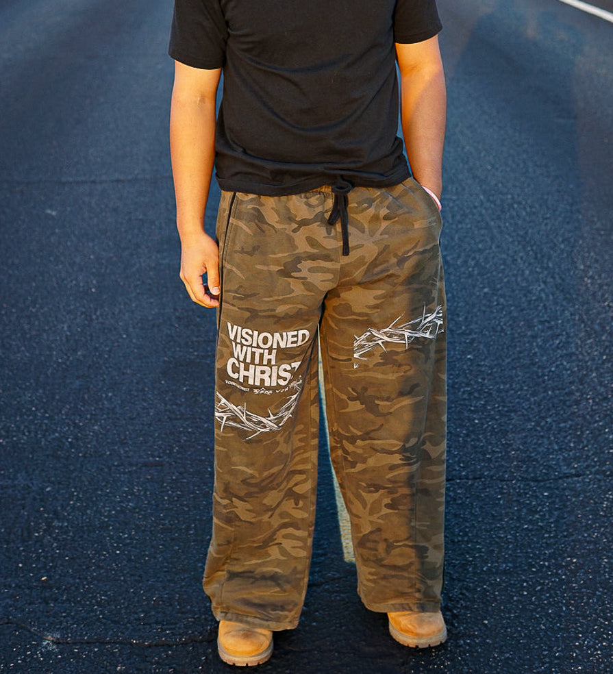 Heavy weight Camo Wide Leg( black stripes) Sweatpants